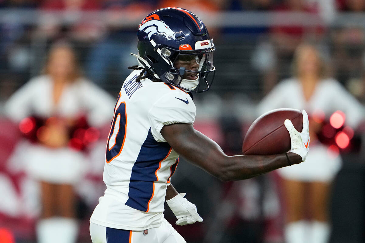 Denver Broncos wide receiver Jerry Jeudy (10) against the Arizona Cardinals during the first ha ...