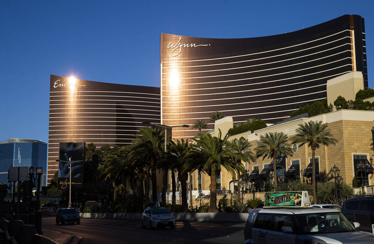 Wynn and Encore are seen along the Las Vegas Strip on Tuesday, Feb. 15, 2022, in Las Vegas. (Ch ...
