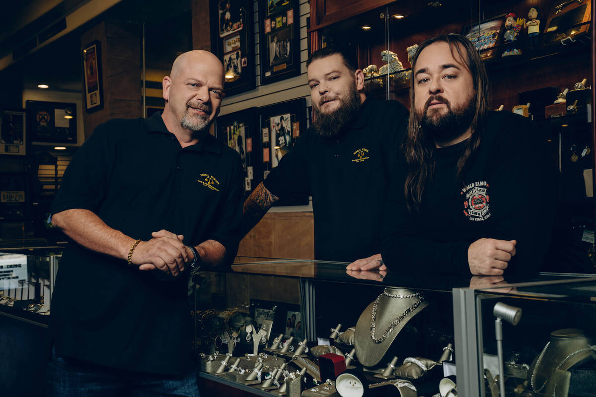 L to R: Rick Harrison, Corey Harrison and Chumlee Russell from HISTORY's "Pawn Stars." (Photo b ...