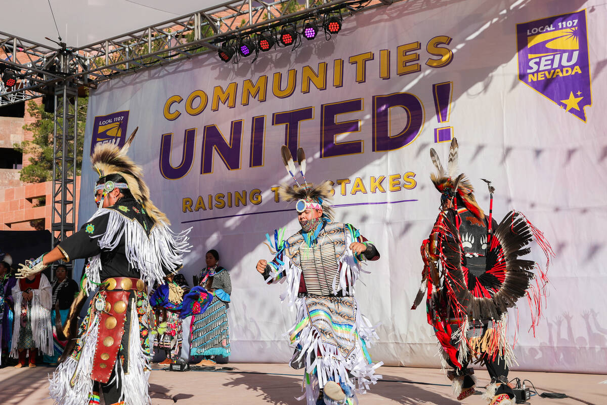 The Las Vegas Native Youth Dancers perform at the Communities United, Raising The Stakes 2023 M ...