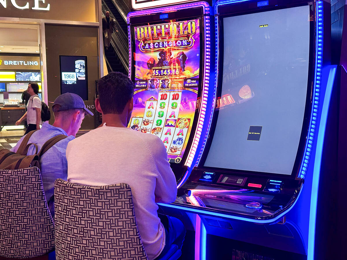 Some slots machines and kiosks remain down at Aria Resort and Casino after MGM Resorts Internat ...