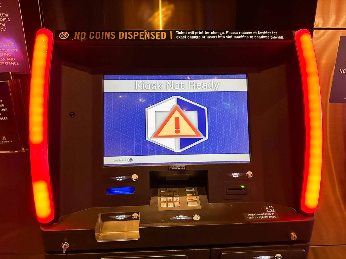 Some slots machines and kiosks remain down at Aria Resort and Casino after MGM Resorts Internat ...