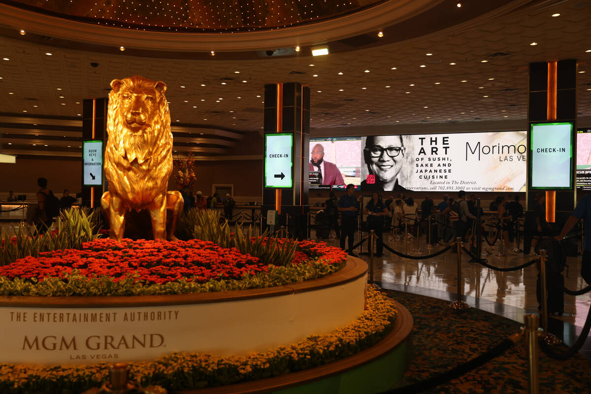 MGM hotel-casino in Las Vegas, Monday, Sept. 11, 2023. (Rachel Aston/Las Vegas Review-Journal) ...