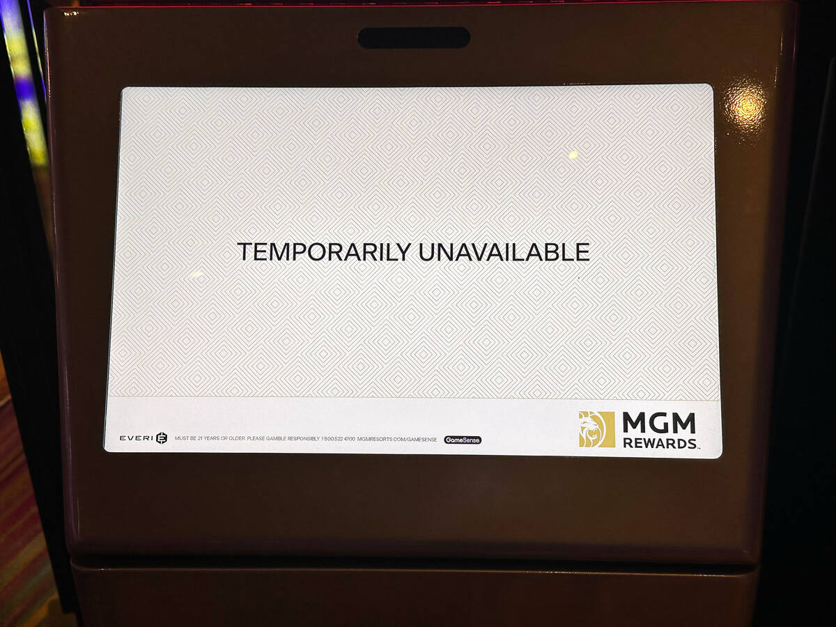 Some slots machines and kiosks remain down at Aria Resort and Casino after MGM Resorts Internat ...