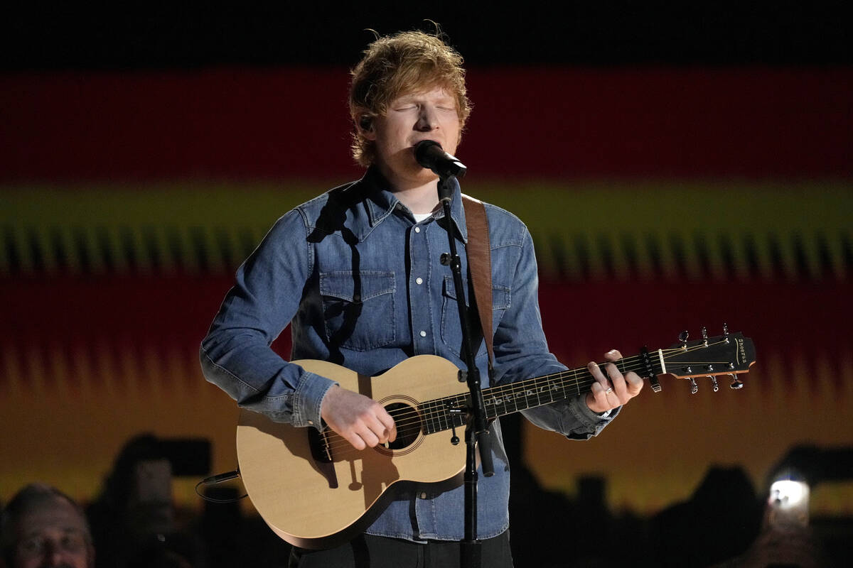 Ed Sheeran performs "Life Goes On" at the 58th annual Academy of Country Music Awards ...
