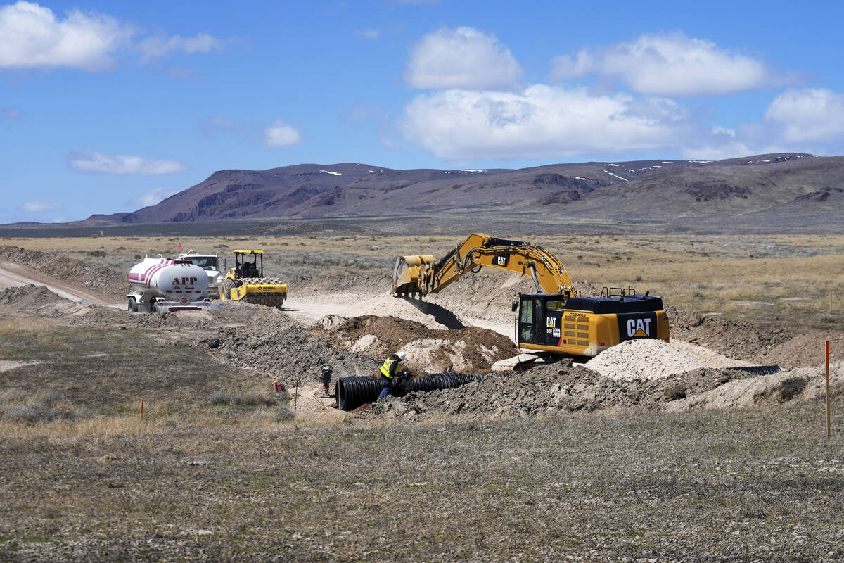 Construction continues at the Thacker Pass lithium mine on April 24, 2023, near Orovada, Nev. T ...