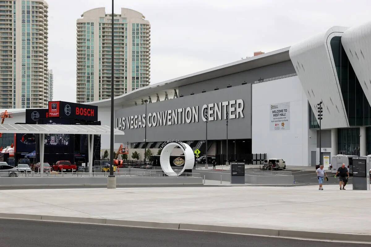 Workers prepare the new West Hall expansion of the Las Vegas Convention Center for the World of ...