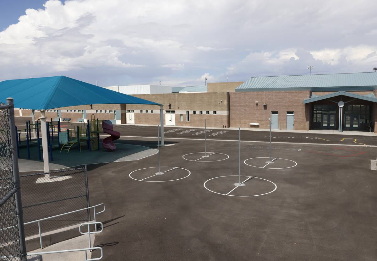 An empty playground at Neil Twitchell Elementary School is seen, on Tuesday, Sept. 12, 2023, in ...