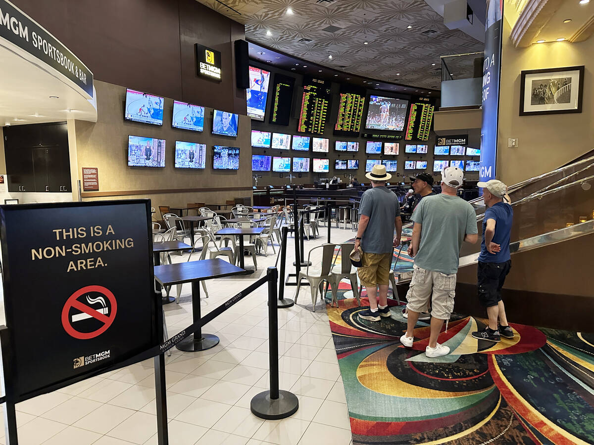 The sportsbook at MGM Grand in Las Vegas is shown on Tuesday, Sept. 12, 2023. MGM Resorts Inter ...