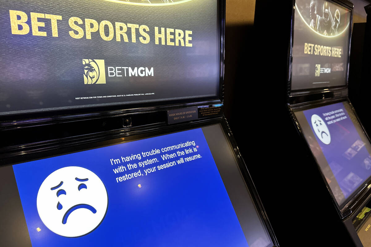 The sportsbook at MGM Grand in Las Vegas is shown on Tuesday, Sept. 12, 2023. MGM Resorts Inter ...