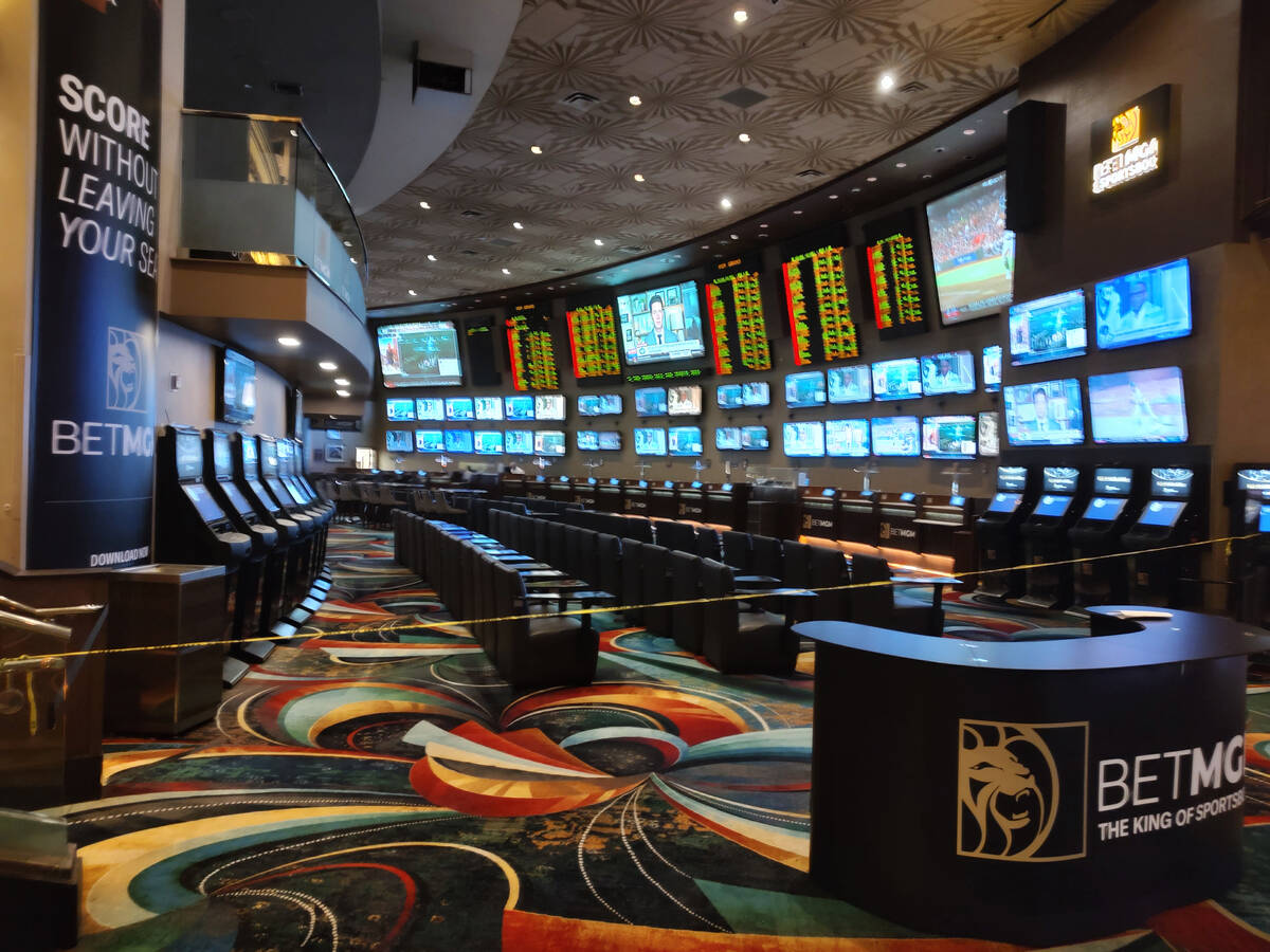 The sportsbook at MGM Grand in Las Vegas is closed Tuesday, Sept. 12, 2023, a day after a  ...
