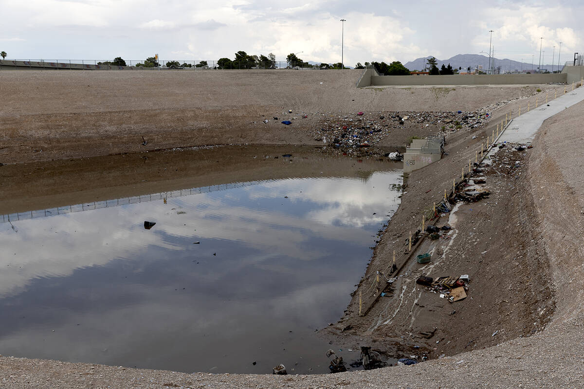 A drainage area on the Bonanza Trail near Westcliff Drive and South Lorenzi Street near U.S. Hi ...