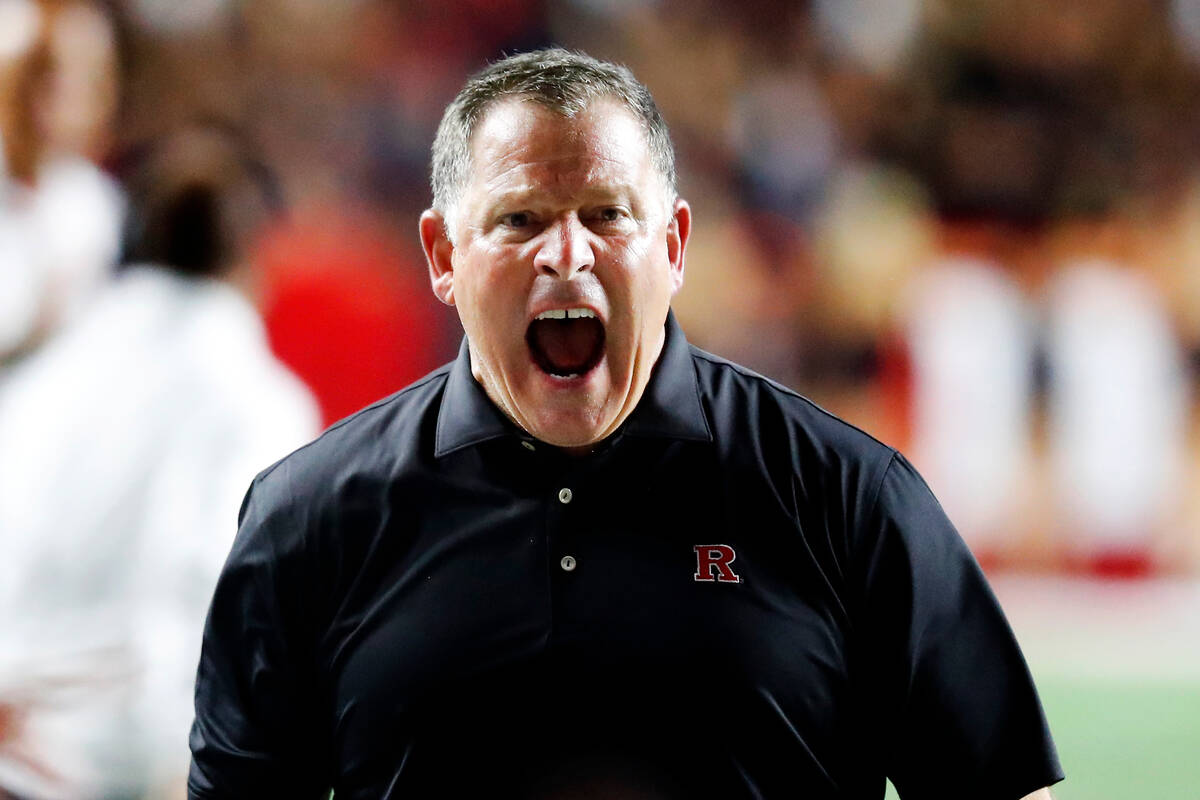Rutgers head coach Greg Schiano react after a penalty against his team during the second half o ...