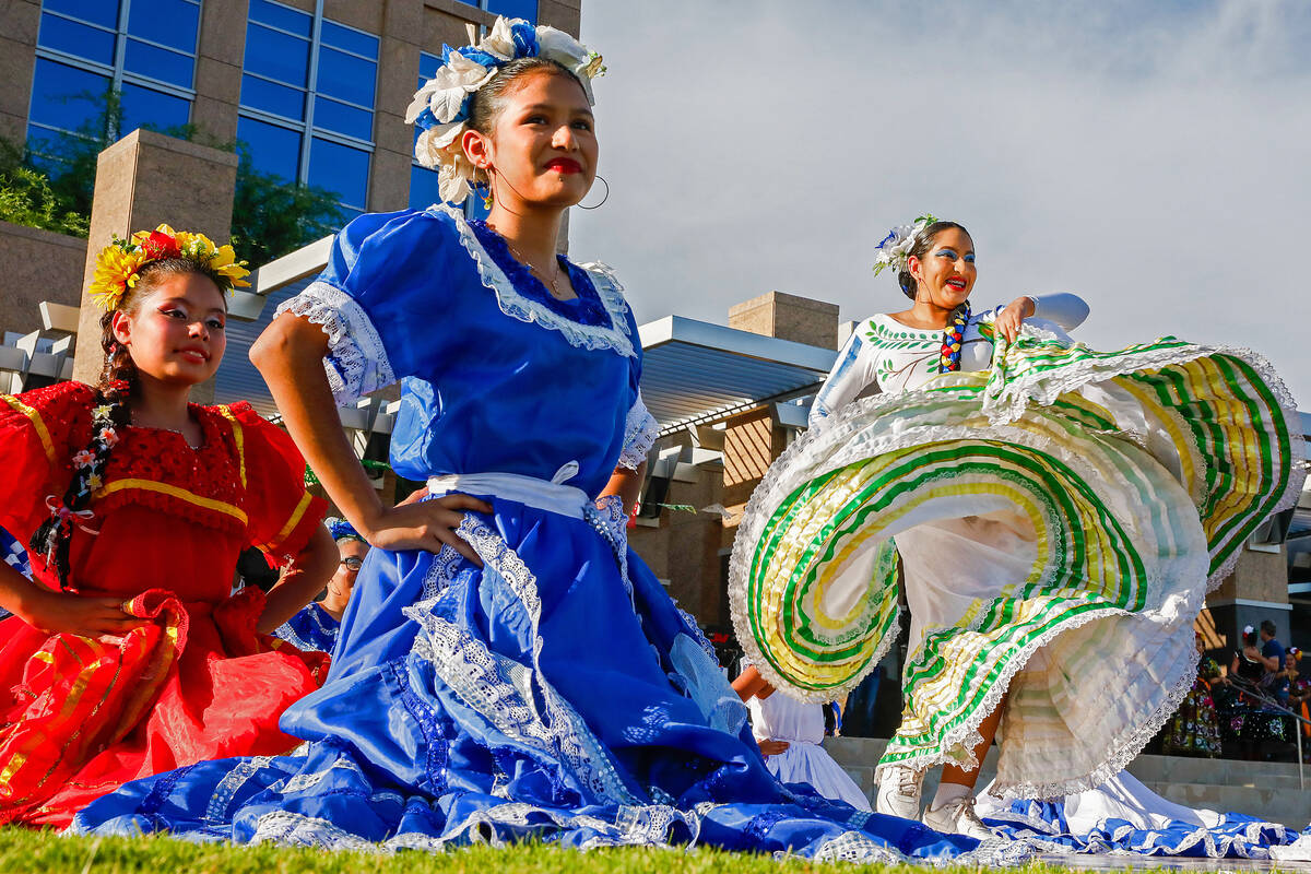 The Ballet Folklorico Del Cañon group performs at the Hispanic Heritage Month Kickoff Cele ...