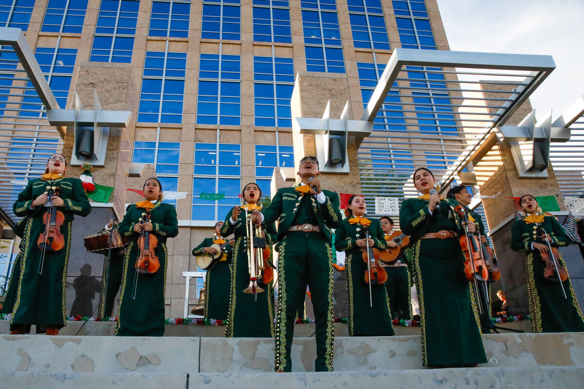 The Mariachi Oro de Rancho High School group performs at the Hispanic Heritage Month Kickoff Ce ...