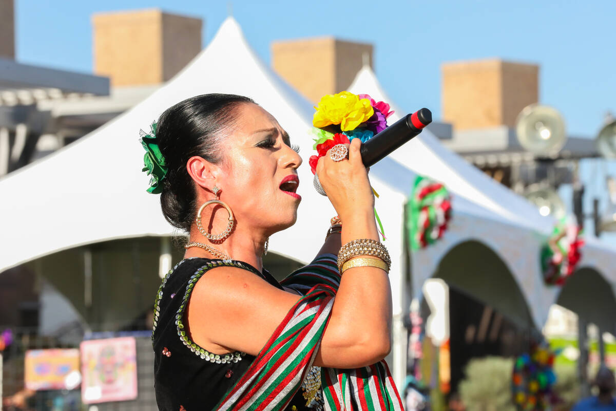 Saray Loera sings at the Hispanic Heritage Month Kickoff Celebration on Thursday, Sept. 14, 202 ...
