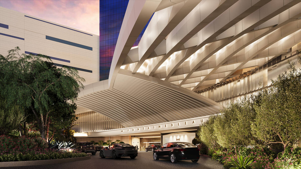 A rendering of the porte cochere at the Fontainebleau Las Vegas. (Courtesy of Fontainebleau Dev ...