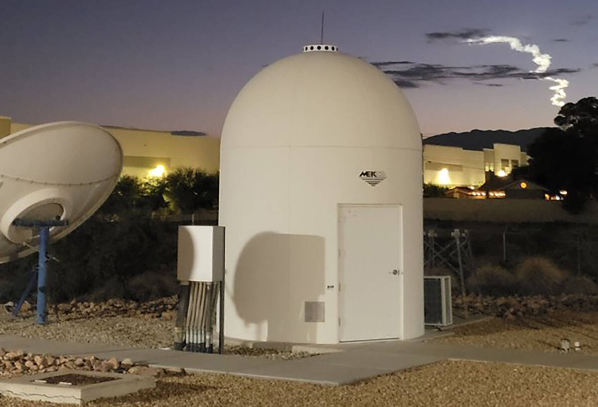 The rocket's contrail can be seen at the far right after its Thursday, Sept. 14, 2023, launch f ...