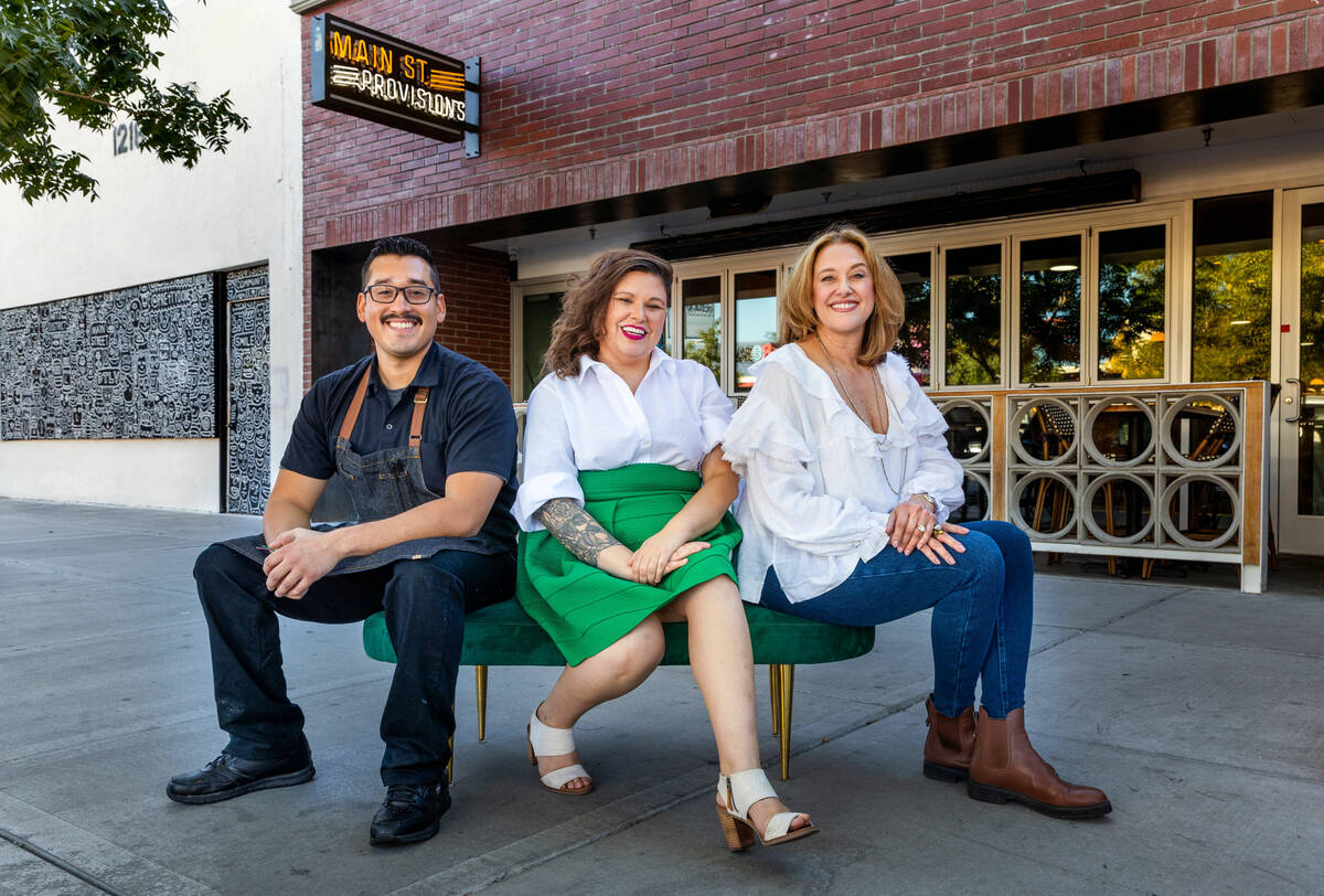 Main St. Provisions executive chef Adrian Garcia, from left, with food historian and author Sar ...