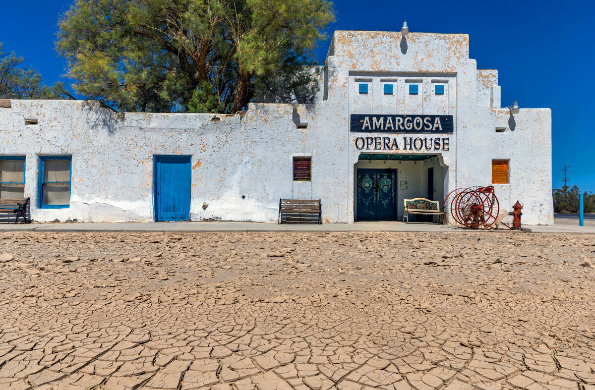 The exterior walls of the 100-year-old Amargosa Opera House and Hotel show their age as mud lin ...