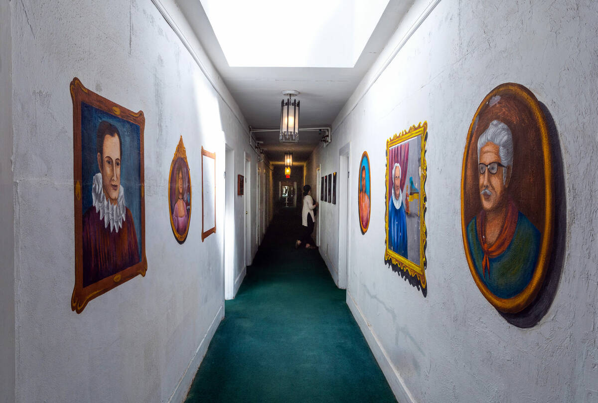 Paintings on the hallway walls by former owner Marta Becket in the Amargosa Hotel which suffere ...