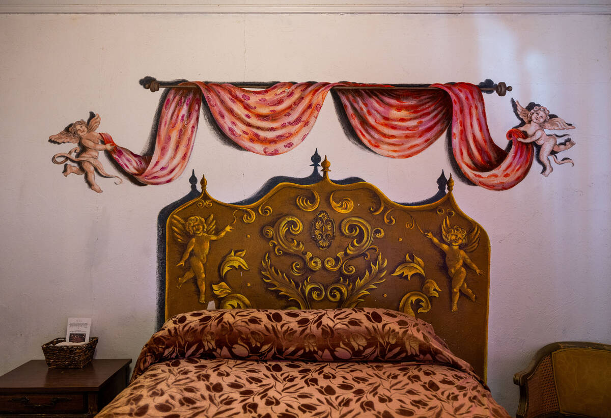 Paintings on the wall of the Cherub room by former owner Marta Becket in the Amargosa Hotel whi ...
