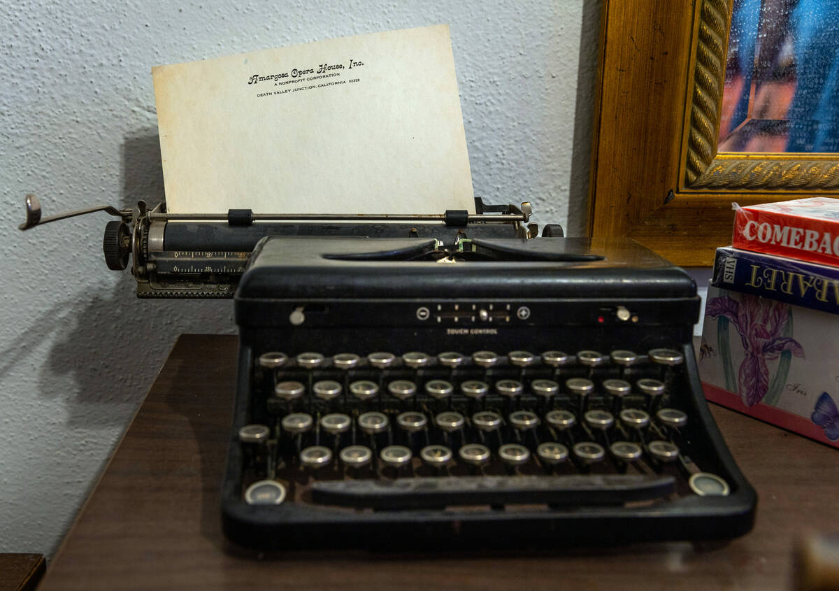 An old typewriter and stationary of former owner Marta Becket in a room in the Amargosa Hotel w ...