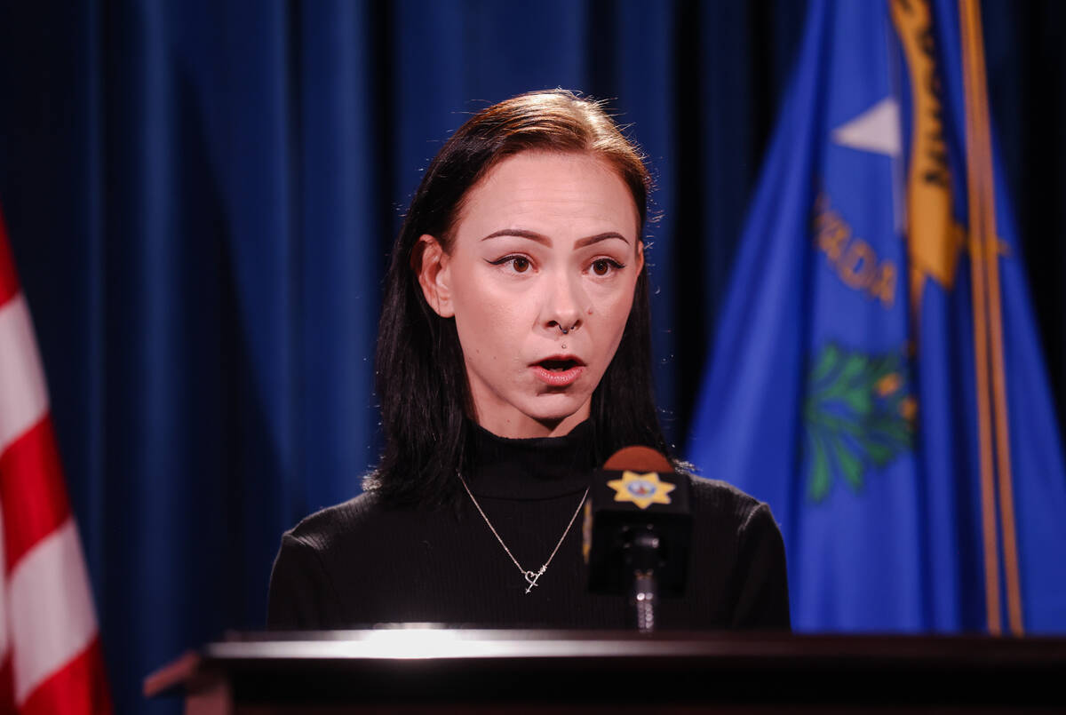 Taylor Probst, daughter of Andreas Probst, addresses the media at a press conference regarding ...
