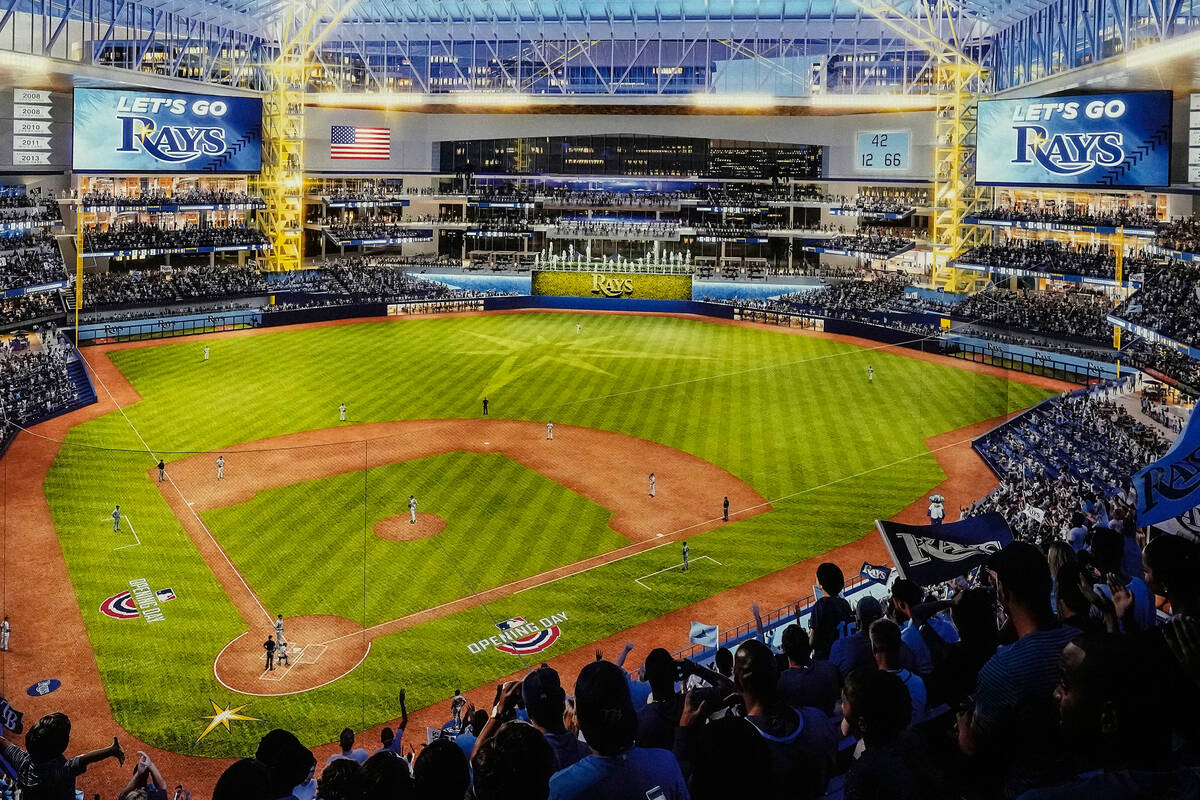 This artists rendering provided by Hines shows a new stadium for the Tampa Bay Rays in the hist ...