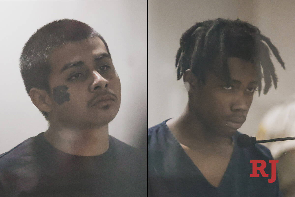 Jesus Ayala, 17, left, and Jzamir Keys, 16, right, appear in Las Vegas Regional Justice Court o ...