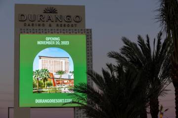 FILE - A new marquee is revealed at Durango Casino & Resort on Thursday, Aug. 3, 2023, in Las V ...