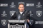Raiders coach Josh McDaniels addresses the media