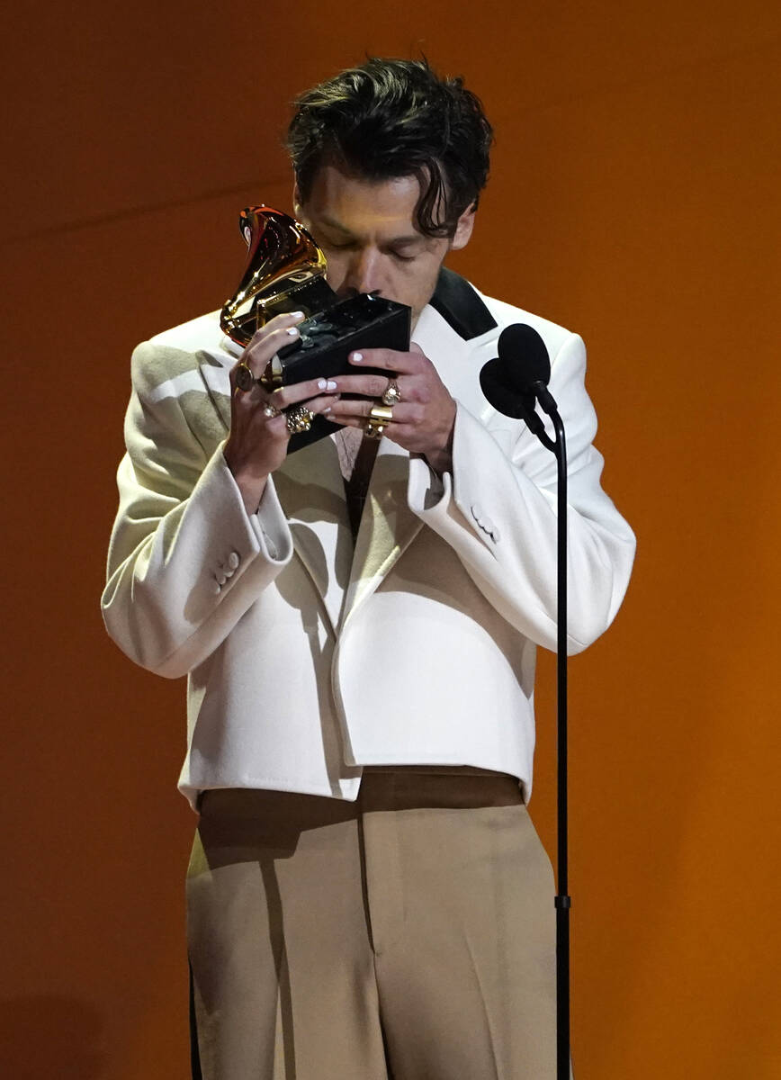 Harry Styles accepts the award for best pop vocal album for "Harry's House" at the 65 ...