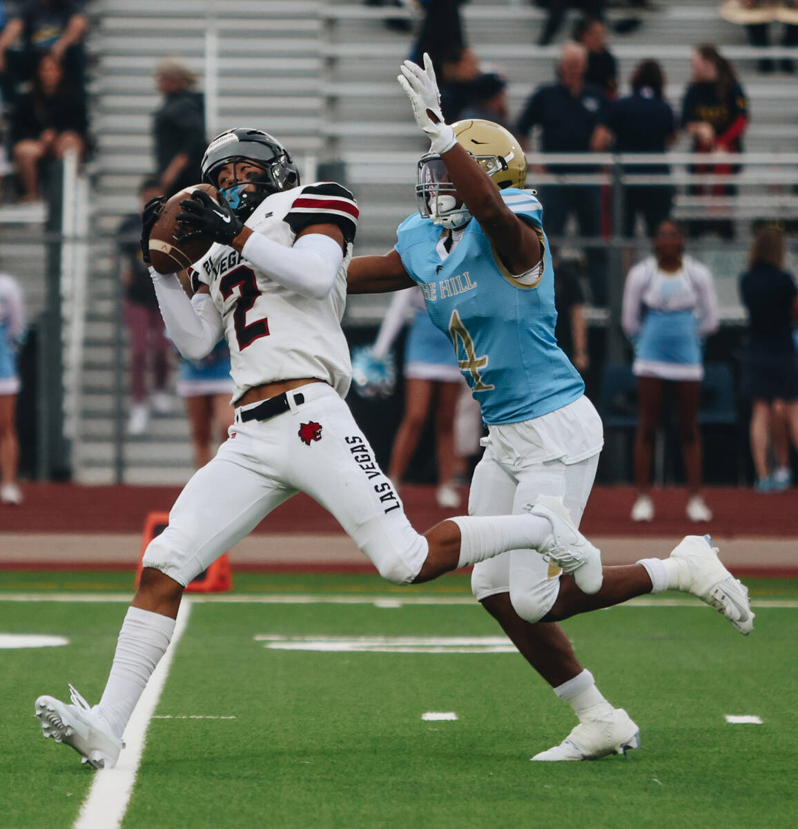 Las Vegas wide receiver Tommy Vibabul (2) makes a catch during a game against Foothill at Footh ...