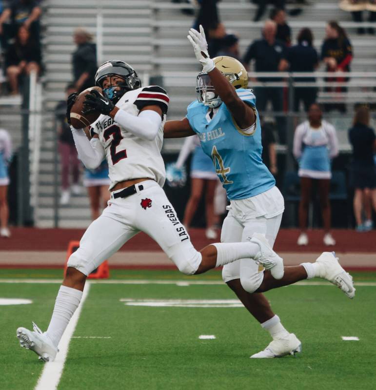 Las Vegas wide receiver Tommy Vibabul (2) makes a catch during a game against Foothill at Footh ...