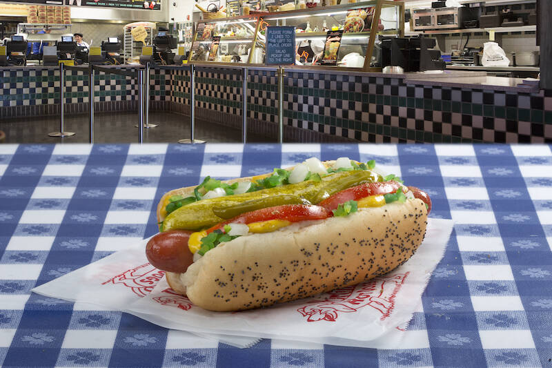 A Chicago-style hotdog made by the Chicago-inspired restaurant chain Portillo's which announced ...