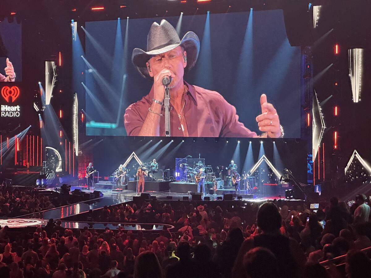 Tim McGraw performs at the first night of iHeartRadio Music Festival at T-Mobile Arena on Frida ...