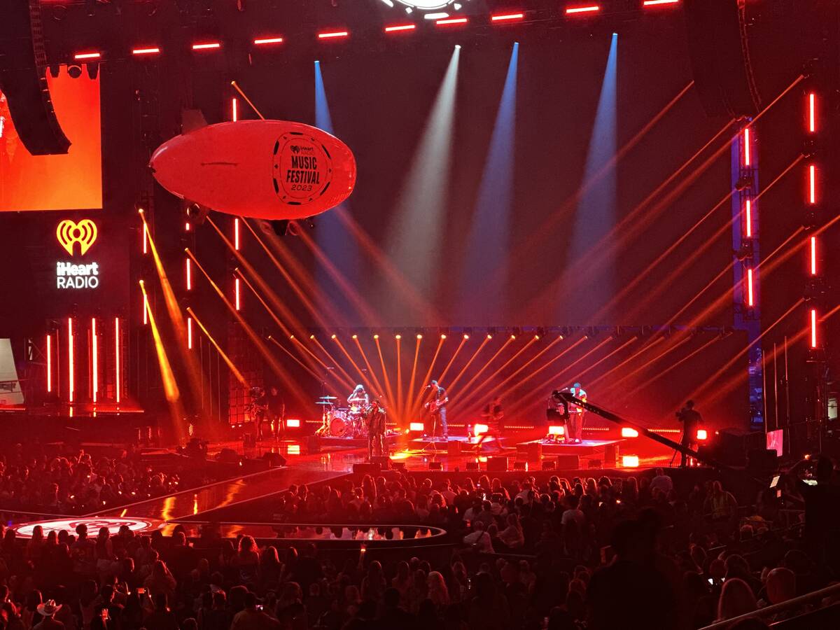 With the omnipresent, branded blimp overhead, Miguel performs at the first night of iHeartRadio ...