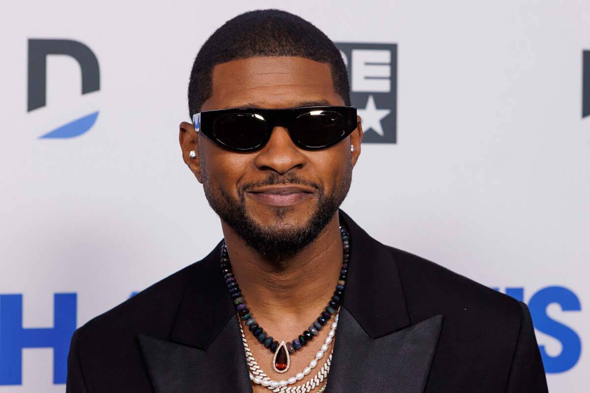Usher attends the Chairman's Party following the NFL Honors event on Thursday, Feb. 10, 2022, a ...