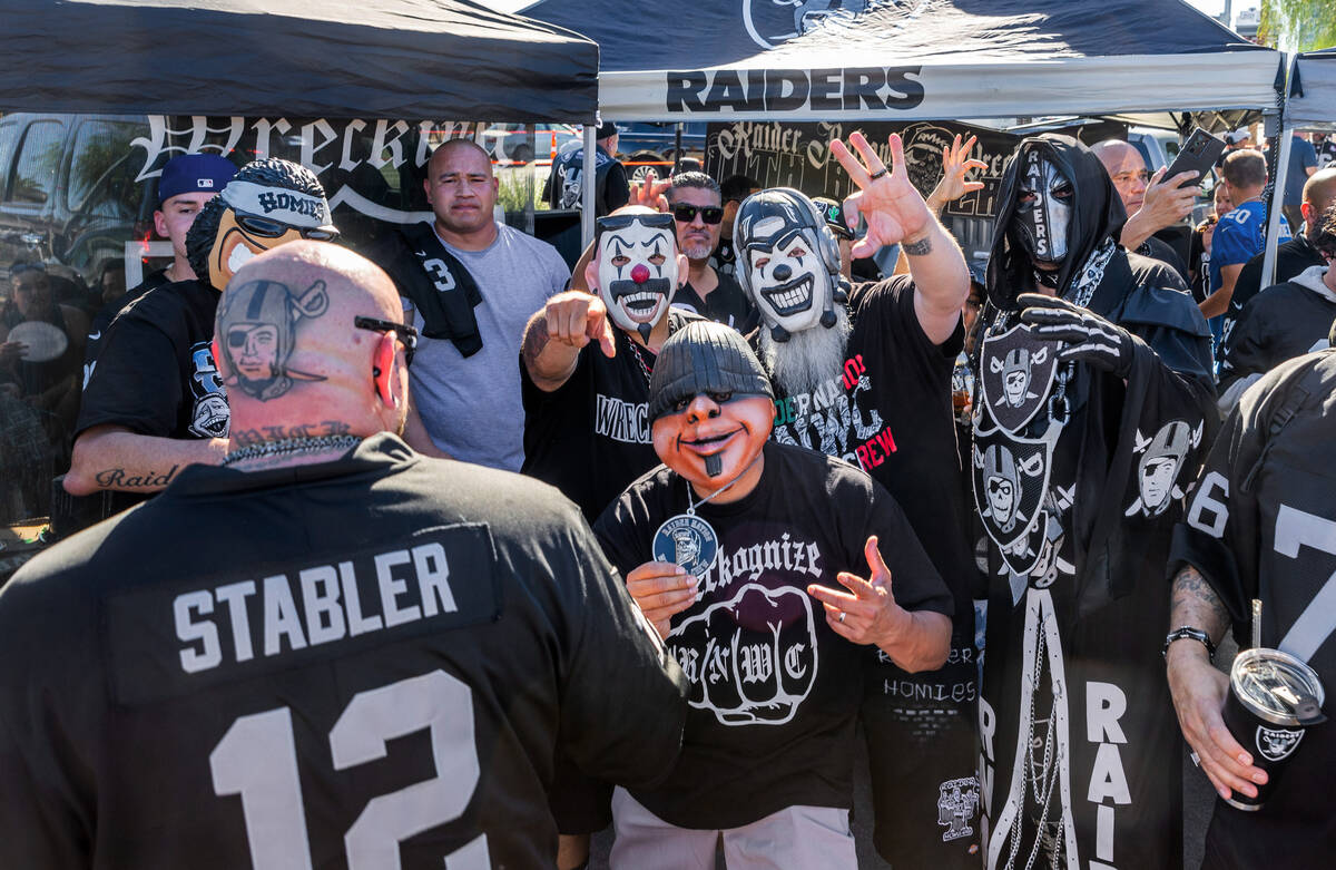 Raiders fans during tailgating before the first half of the Raiders versus Pittsburgh Steelers ...