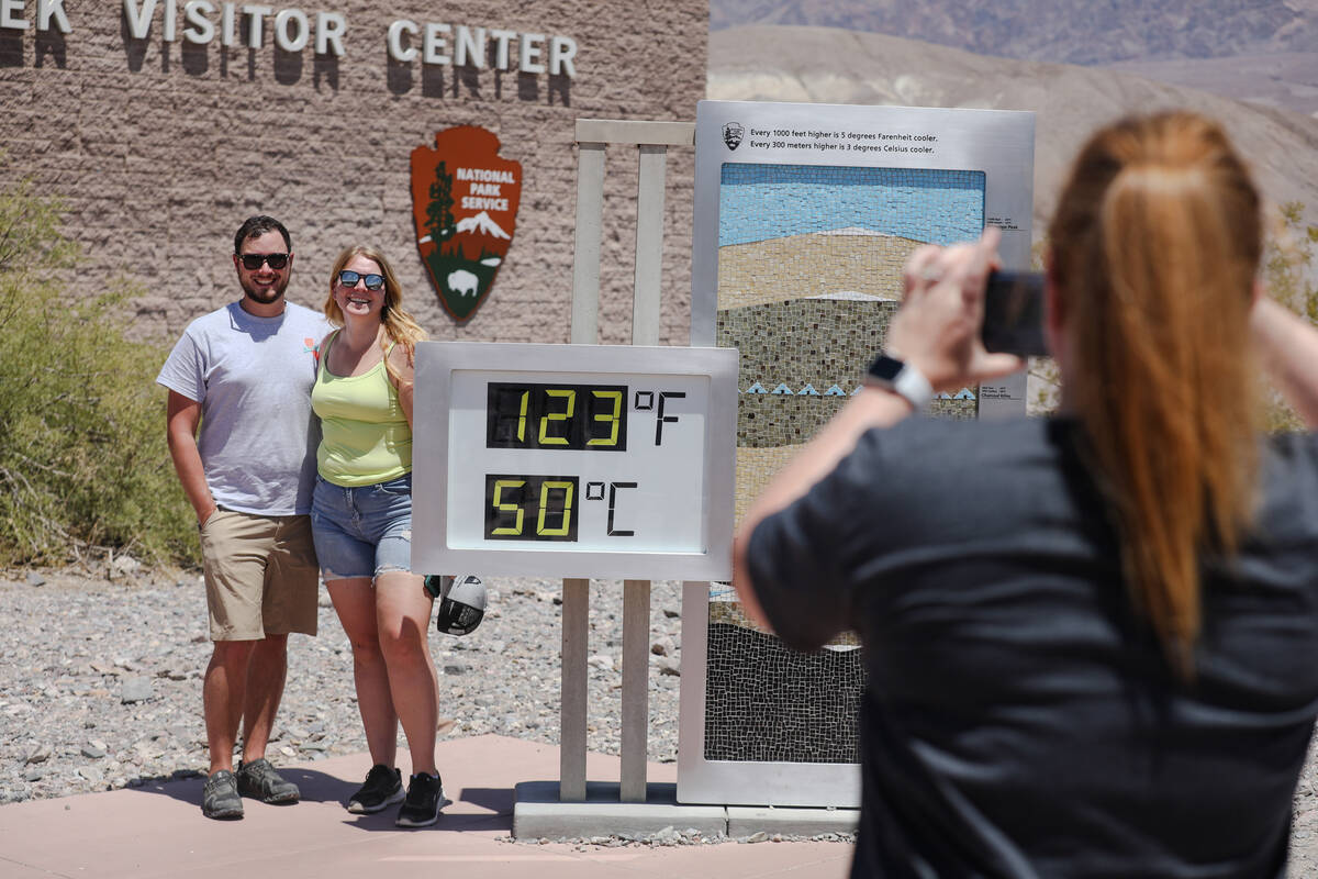 Josh Murphy and his wife, Chandler Murphy, of Canada, have their photo taken at the Furnace Cre ...