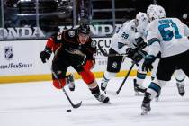 Anaheim Ducks forward Maxime Comtois (53) in actions during the second period of an NHL hockey ...