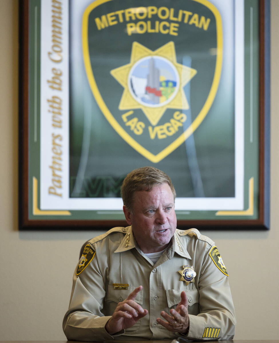 Clark County Sheriff Kevin McMahill speaks during an interview with the Review-Journal at Metro ...