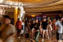 Caesars Palace is busy with visitors on Friday, Sept. 15, 2023, in Las Vegas. MGM Resorts Inter ...