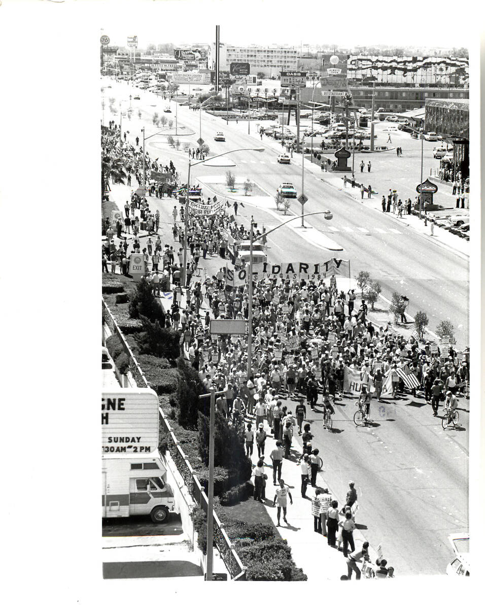 The Culinary Union strike begins in April 1984. (Las Vegas Review-Journal)