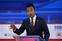 Businessman Vivek Ramaswamy speaks during a Republican presidential primary debate hosted by FO ...