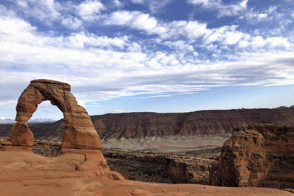 Delicate Arch is seen at Arches National Park on April 25, 2021, near Moab, Utah. (AP Photo/Lin ...