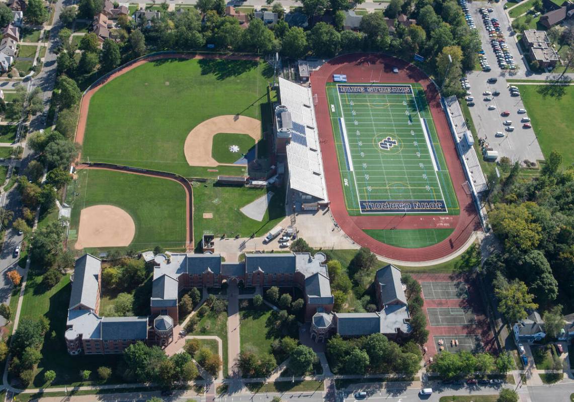 An aerial view from the Goodyear Blimp over John Carroll University in Cleveland on Friday Sept ...