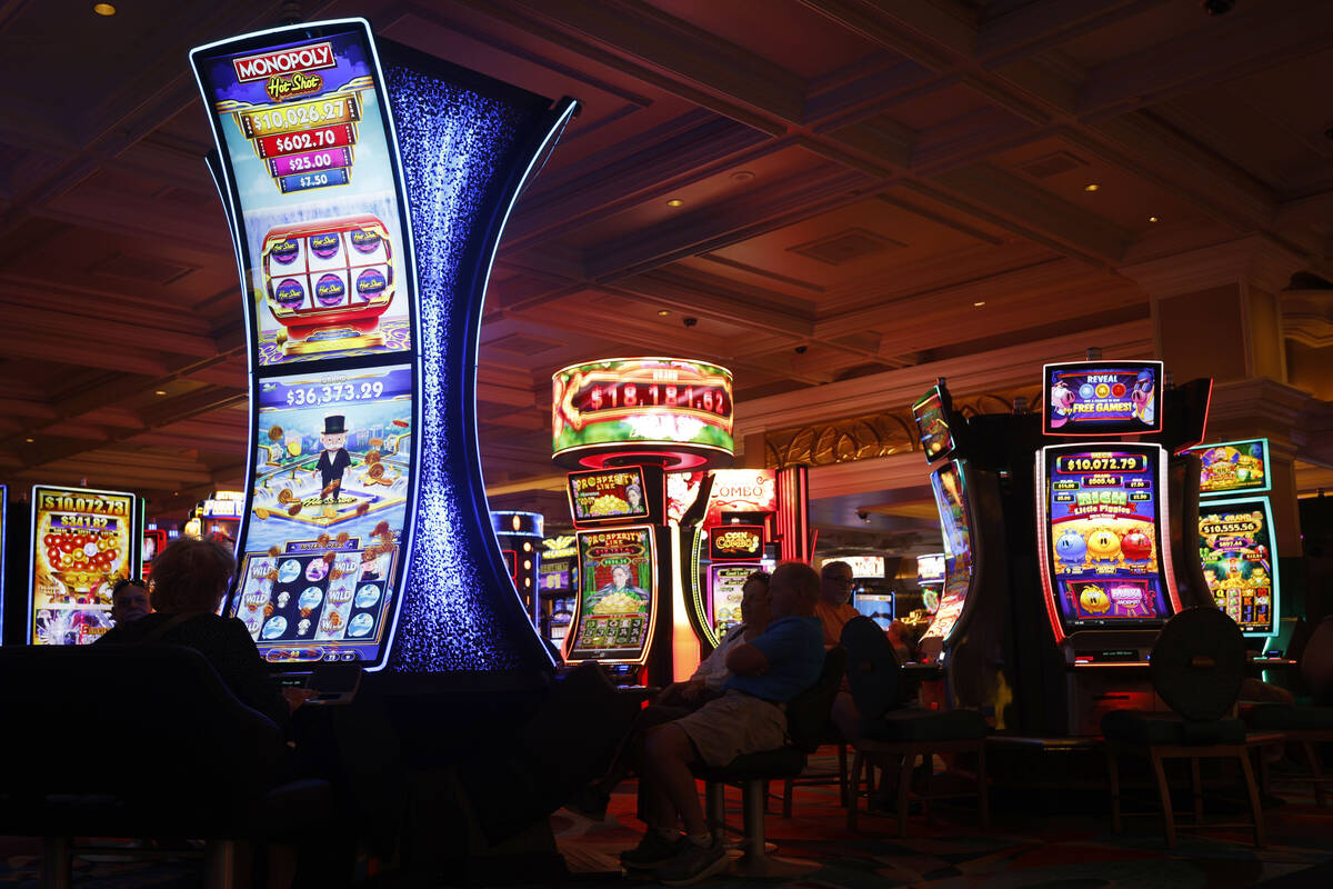 People play slot machines at the Bellagio, Thursday, Oct. 6, 2022, in Las Vegas. (Las Vegas Rev ...