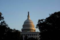 The Dome of the U.S. Capitol Building at sunset seen from Upper Senate Park in Washington, Wedn ...